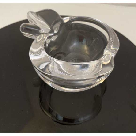 Art Vannes France French Crystal Clear Stemmed Apple Trinket Dish Signed - EUC - Picture 6 of 8